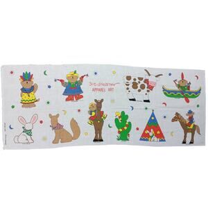 Vintage Sue Dreamer Apparel Art 18" x 45" Fabric Cowboy, Animals Graphics NEW